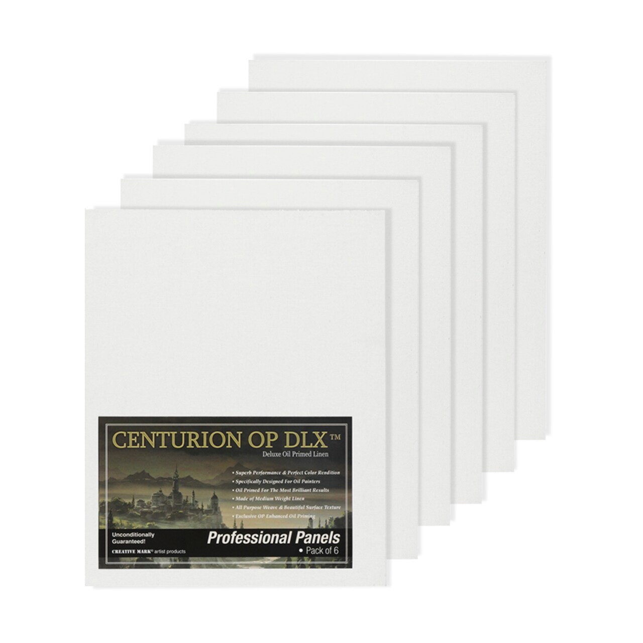 Centurion Deluxe Professional Oil Primed Archival Linen Panels - Enhanced Oil Priming for Superb Performance & Color Retention - 6 Pack